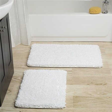 Lavish Home Lavish Home 67-18-W Memory Foam Shag Bath Mat; White - 2 Piece 67-18-W